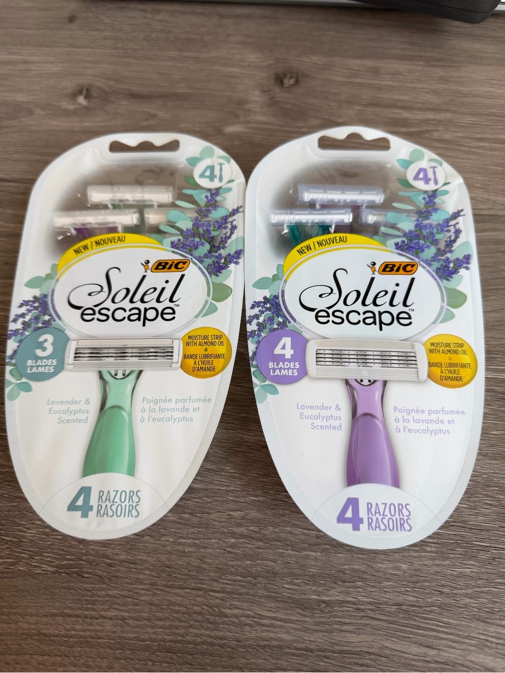 Bundle 2 pack of 4 each BIC Soleil Escape 3 or 4 Blade Women's Razors